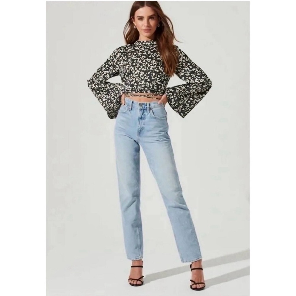 Astr Black and White Floral Blouse